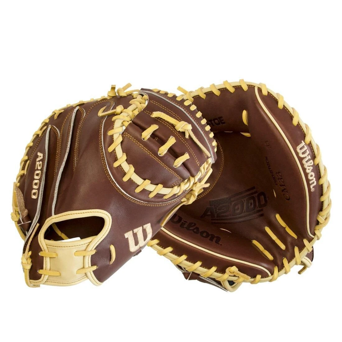 Wilson A2000 CM33 "Ole' Hickory" 33" Baseball Catcher's Mitt: Dark Brown And Blonde 5 Wilson A2000 CM33 "Ole' Hickory" 33" Baseball Catcher's Mitt: Dark Brown And Blonde - Image 3