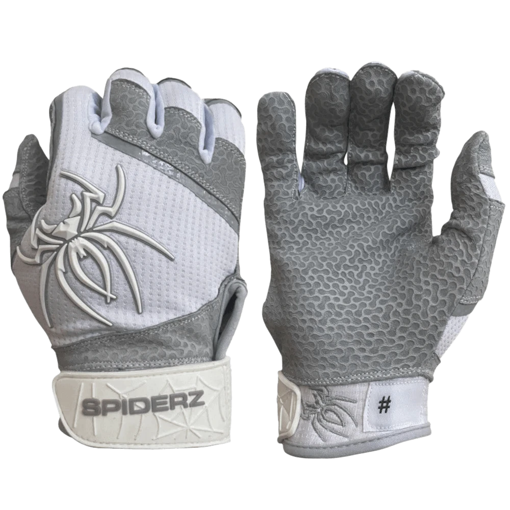 2022 Spiderz PRO Model Batting Gloves: White/Grey 3 2022 Spiderz PRO Model Batting Gloves: White/Grey
