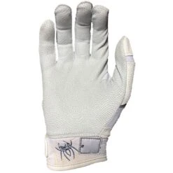 2023 Spiderz Pro Model Batting Gloves: White/Black/Silver -Home Run Store 2023SpiderzProModelBattingGloves White 2