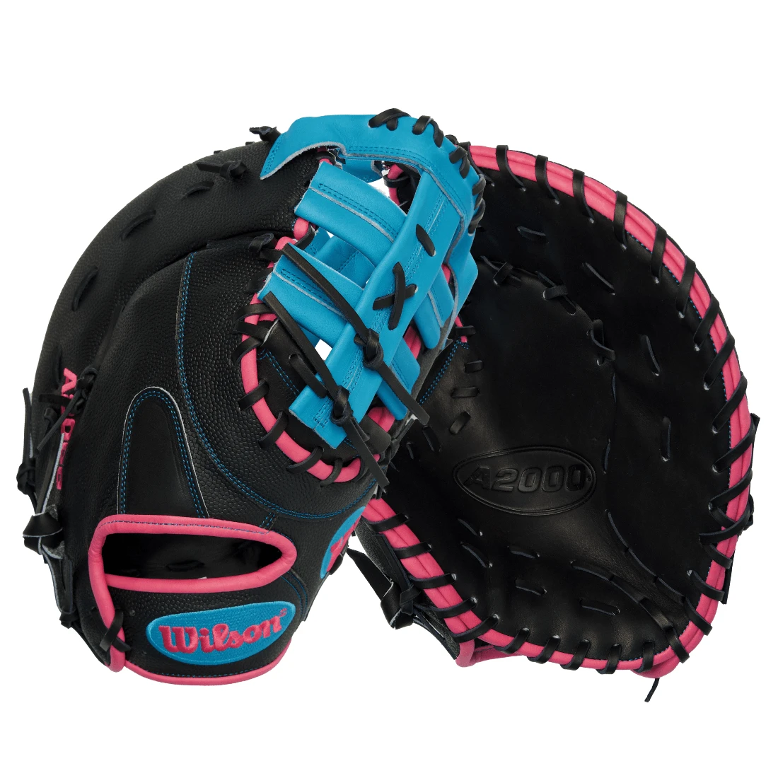 Wilson A2000 1679 LE 12.5" Baseball First Base Mitt: Black/Tropical Blue 5 Wilson A2000 1679 LE 12.5" Baseball First Base Mitt: Black/Tropical Blue - Image 3