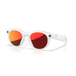 Oakley Meta HSTN Glasses: Prizm Ruby Lenses, Warm Grey Frame