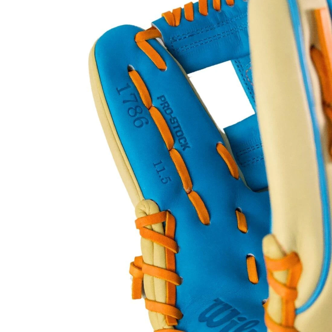 Wilson A2000 1786 "Flo Grown" 11.5" Infield Baseball Glove: Blonde/Orange/Blue 7 Wilson A2000 1786 "Flo Grown" 11.5" Infield Baseball Glove: Blonde/Orange/Blue - Image 5