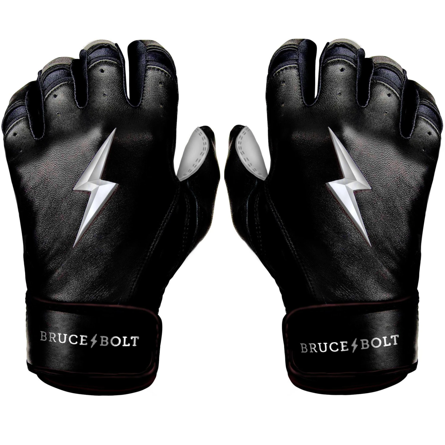Bruce Bolt PREMIUM PRO Chrome Series Short Cuff Batting Gloves: Black 3 Bruce Bolt PREMIUM PRO Chrome Series Short Cuff Batting Gloves: Black