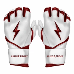 Bruce Bolt Premium Pro Chrome Series Long Cuff Batting Gloves: Maroon