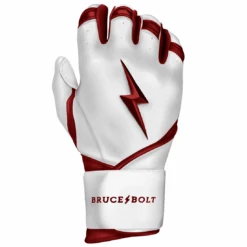 Bruce Bolt Premium Pro Chrome Series Long Cuff Batting Gloves: Maroon -Home Run Store Chrome Maroon LC 3