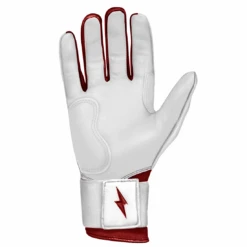 Bruce Bolt Premium Pro Chrome Series Long Cuff Batting Gloves: Maroon -Home Run Store Chrome Maroon LC 5
