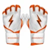 Bruce Bolt Premium Pro Chrome Series Long Cuff Batting Gloves: Orange