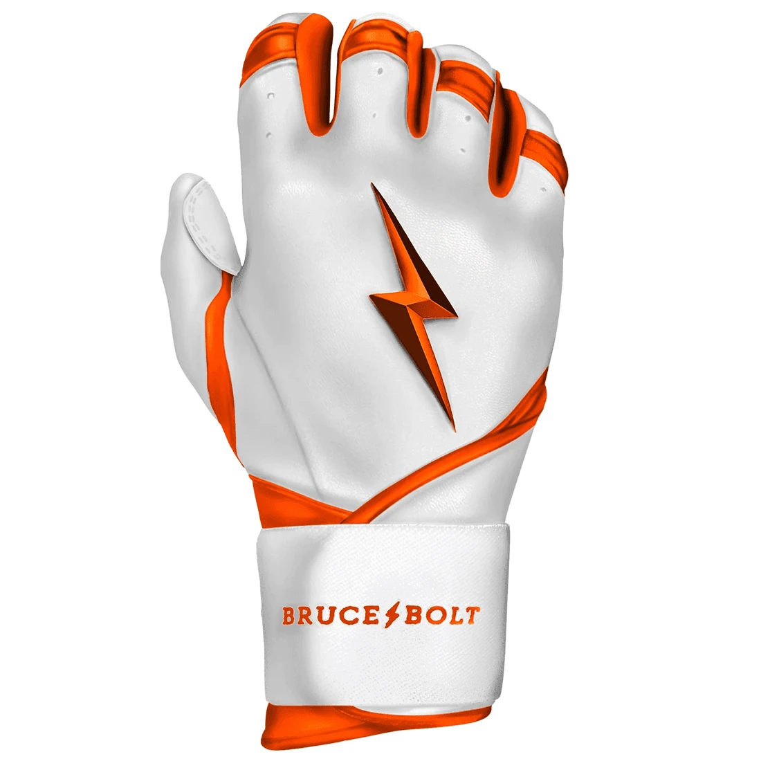 Bruce Bolt Premium Pro Chrome Series Long Cuff Batting Gloves: Orange 5 Bruce Bolt Premium Pro Chrome Series Long Cuff Batting Gloves: Orange - Image 3