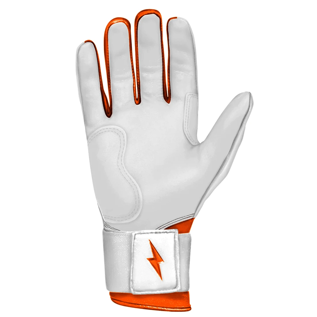 Bruce Bolt Premium Pro Chrome Series Long Cuff Batting Gloves: Orange 6 Bruce Bolt Premium Pro Chrome Series Long Cuff Batting Gloves: Orange - Image 4
