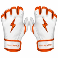 Bruce Bolt Premium Pro Chrome Series Short Cuff Batting Gloves: Orange