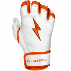 Bruce Bolt Premium Pro Chrome Series Short Cuff Batting Gloves: Orange -Home Run Store Chrome Orange SC 3