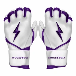 Bruce Bolt Premium Pro Chrome Series Long Cuff Batting Gloves: Purple