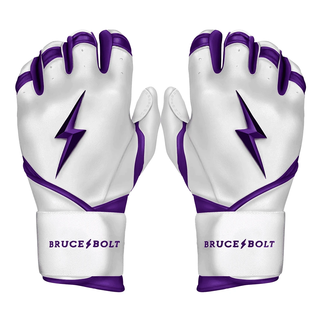 Bruce Bolt Premium Pro Chrome Series Long Cuff Batting Gloves: Purple 3 Bruce Bolt Premium Pro Chrome Series Long Cuff Batting Gloves: Purple