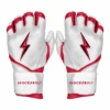 Bruce Bolt Premium Pro Chrome Series Long Cuff Batting Gloves: Red 1 Bruce Bolt Premium Pro Chrome Series Long Cuff Batting Gloves: Red -Home Run Store Chrome Red LC 1