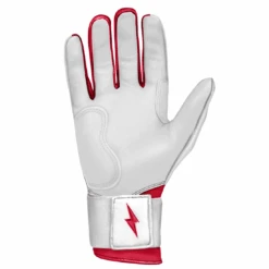 Bruce Bolt Premium Pro Chrome Series Long Cuff Batting Gloves: Red -Home Run Store Chrome Red LC 3