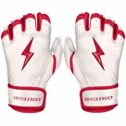 Bruce Bolt Premium Pro Chrome Series Short Cuff Batting Gloves: Red