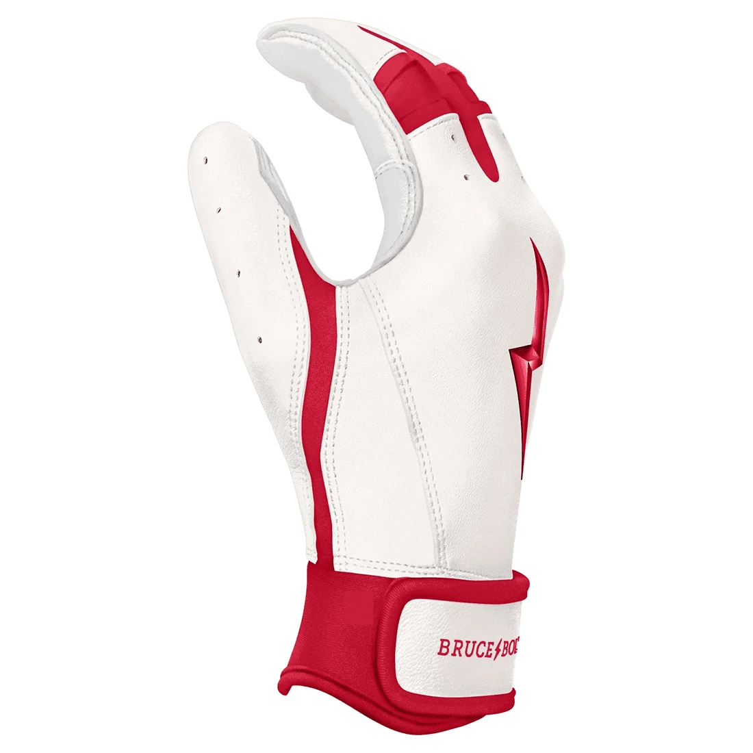Bruce Bolt Premium Pro Chrome Series Short Cuff Batting Gloves: Red 4 Bruce Bolt Premium Pro Chrome Series Short Cuff Batting Gloves: Red - Image 2