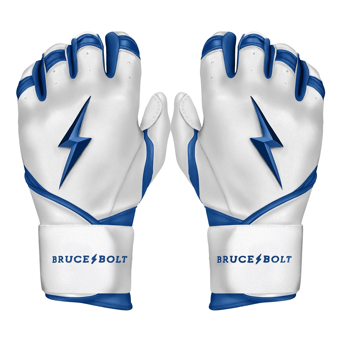 Bruce Bolt Premium Pro Chrome Series Long Cuff Batting Gloves: Royal 3 Bruce Bolt Premium Pro Chrome Series Long Cuff Batting Gloves: Royal