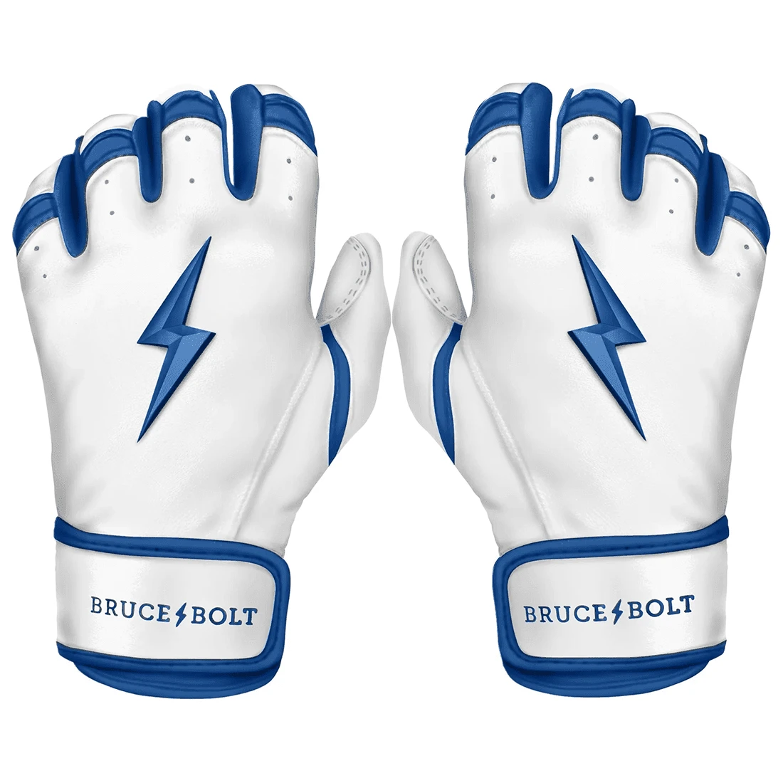 Bruce Bolt Premium Pro Chrome Series Short Cuff Batting Gloves: Royal 3 Bruce Bolt Premium Pro Chrome Series Short Cuff Batting Gloves: Royal