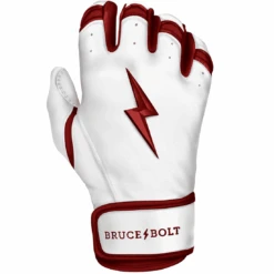 Bruce Bolt Premium Pro Chrome Series Short Cuff Batting Gloves: Maroon -Home Run Store Chrome Series 3