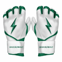 Bruce Bolt Premium Pro Chrome Series Long Cuff Batting Gloves: Green
