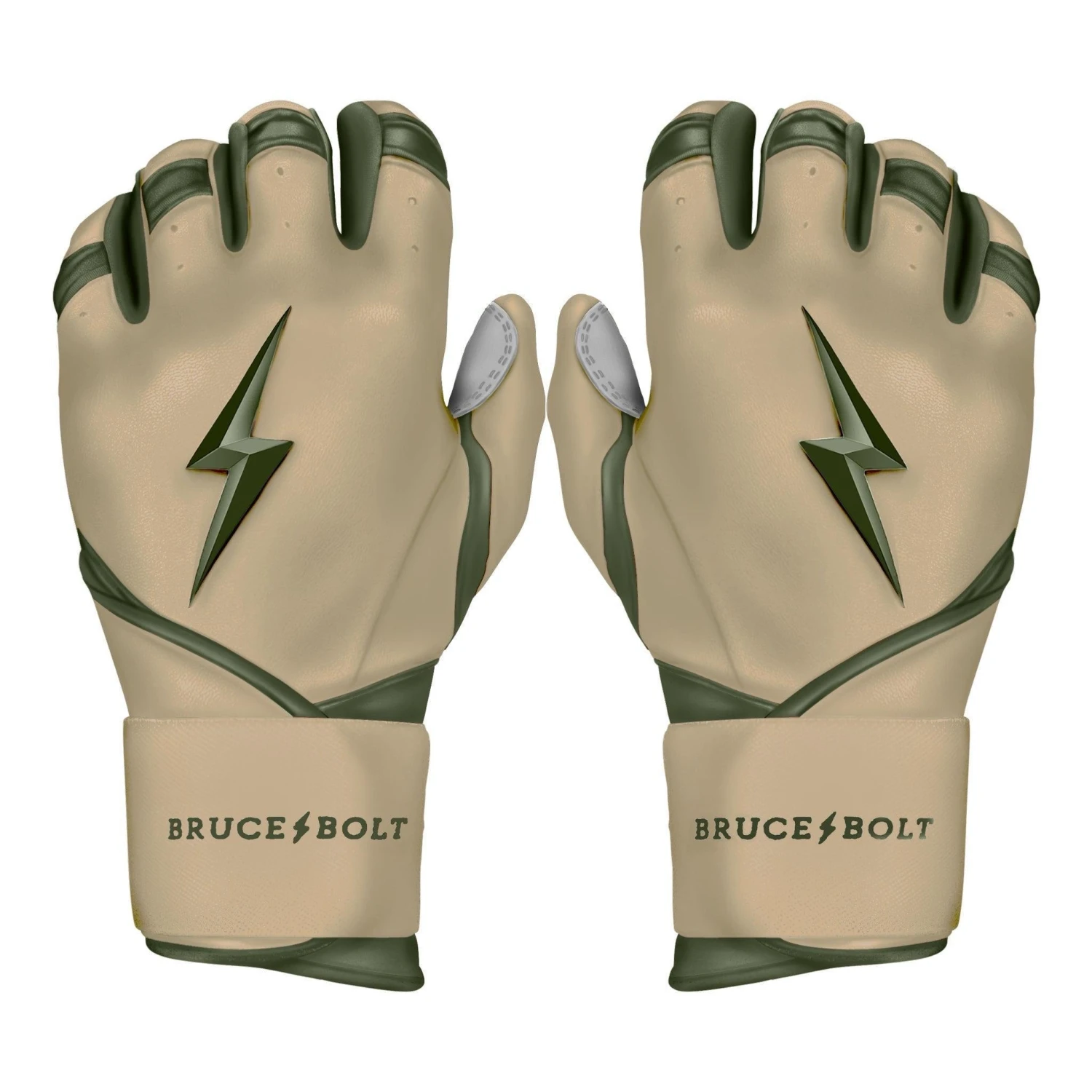 Bruce Bolt Premium Pro Military Series Long Cuff Batting Gloves: Beige 3 Bruce Bolt Premium Pro Military Series Long Cuff Batting Gloves: Beige