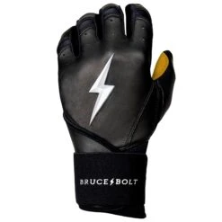 Bruce Bolt PREMIUM PRO Long Cuff Batting Gloves: Black -Home Run Store LC BLKG LEFT