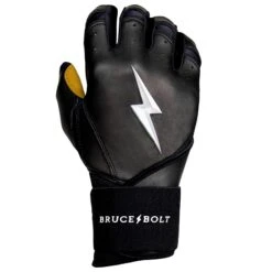 Bruce Bolt PREMIUM PRO Long Cuff Batting Gloves: Black -Home Run Store LC BLKG RIGHT