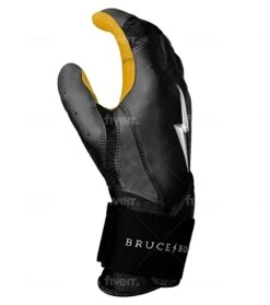 Bruce Bolt PREMIUM PRO Long Cuff Batting Gloves: Black -Home Run Store LC BLKG SIDE