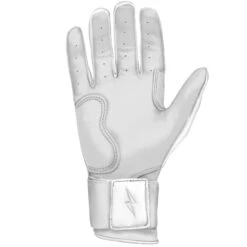 Bruce Bolt PREMIUM PRO Chrome Series Long Cuff Batting Gloves: White 14 Bruce Bolt PREMIUM PRO Chrome Series Long Cuff Batting Gloves: White -Home Run Store LC CHRW PALM