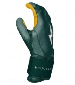Bruce Bolt PREMIUM PRO Long Cuff Batting Gloves: Green -Home Run Store LC GRNG SIDE