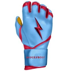 Bruce Bolt PREMIUM PRO BADER Series Long Cuff Batting Gloves: Baby Blue -Home Run Store LC HBB RIGHT