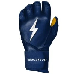 Bruce Bolt PREMIUM PRO Long Cuff Batting Gloves: Navy -Home Run Store LC NVYG LEFT