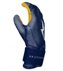 Bruce Bolt PREMIUM PRO Long Cuff Batting Gloves: Navy -Home Run Store LC NVYG SIDE