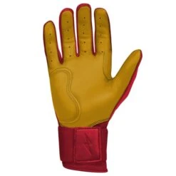 Bruce Bolt PREMIUM PRO Long Cuff Batting Gloves: Red -Home Run Store LC REDG PALM