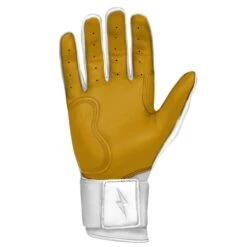 Bruce Bolt PREMIUM PRO Long Cuff Batting Gloves: White -Home Run Store LC WHTG PALM