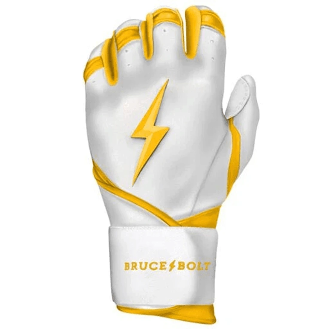 Bruce Bolt Premium Pro Chrome Series Long Cuff Batting Gloves: Yellow 4 Bruce Bolt Premium Pro Chrome Series Long Cuff Batting Gloves: Yellow - Image 2