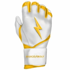 Bruce Bolt Premium Pro Chrome Series Long Cuff Batting Gloves: Yellow 8 Bruce Bolt Premium Pro Chrome Series Long Cuff Batting Gloves: Yellow -Home Run Store LC Yellow 3