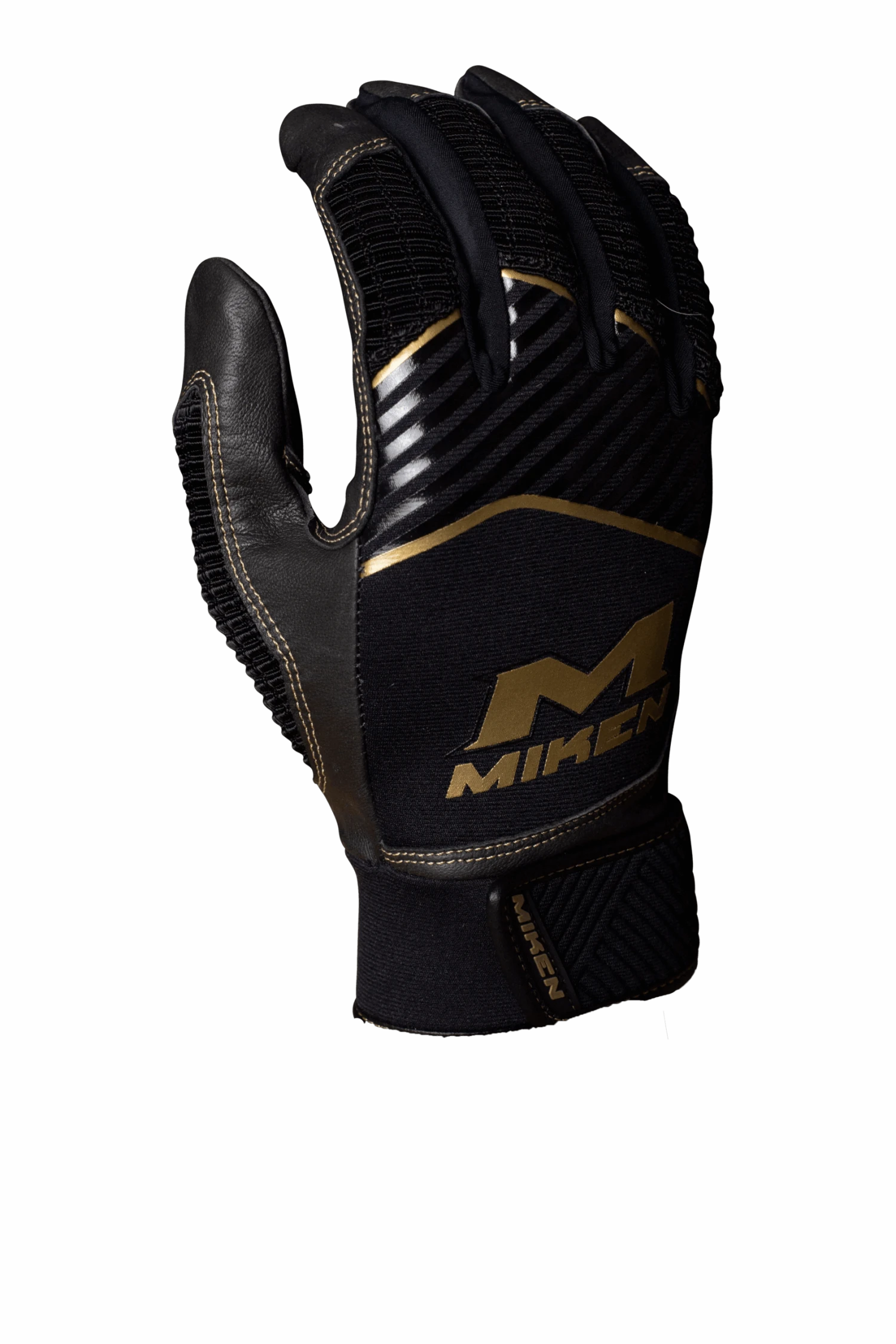 Miken Softball MK7X Adult Black And Gold Batting Gloves: MBGGLD-BLK 3 Miken Softball MK7X Adult Black And Gold Batting Gloves: MBGGLD-BLK