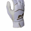 Miken Softball MK7X Adult White And Gold Batting Gloves: MBGGLD-WHT