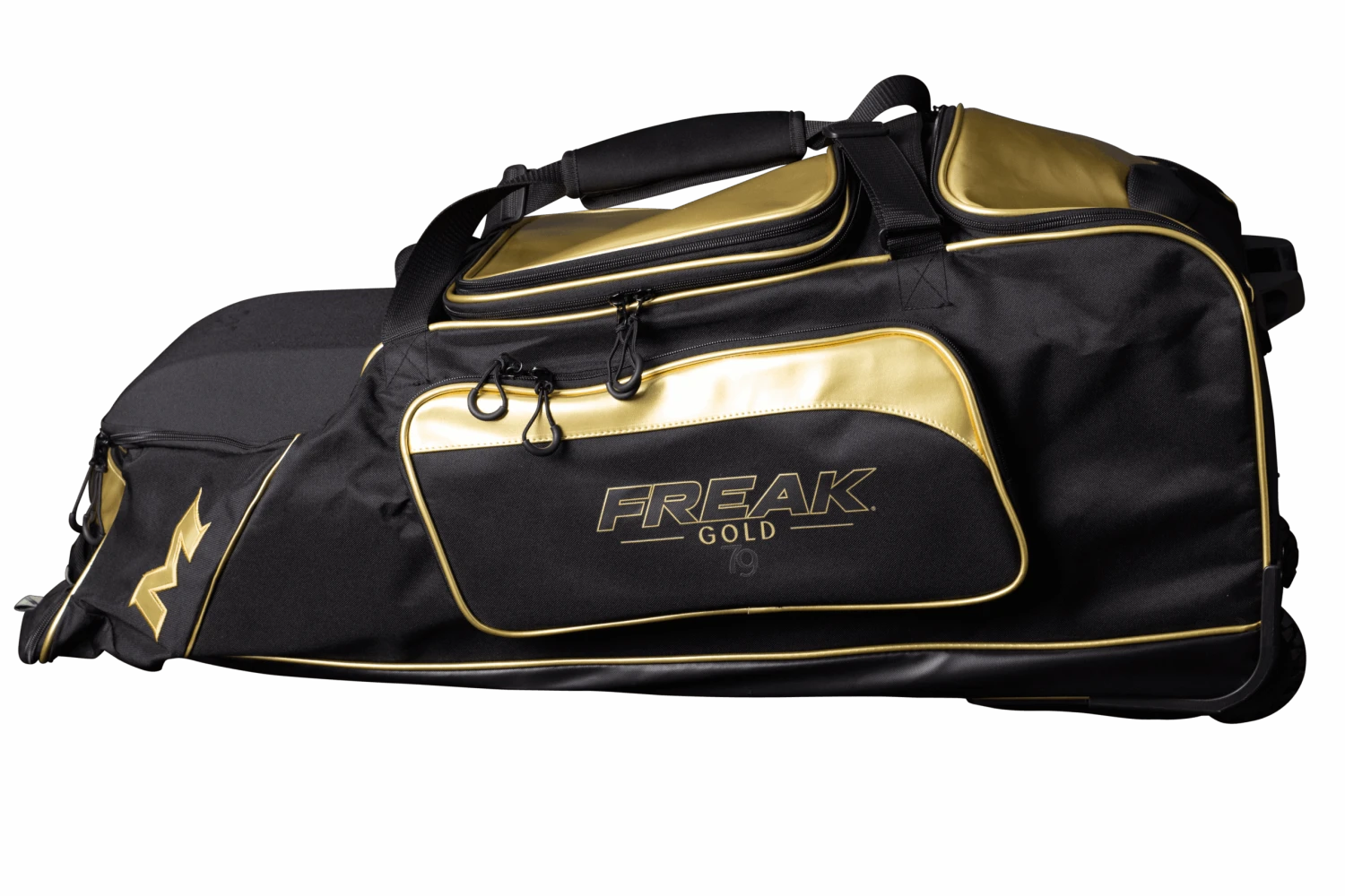 2022 Miken MK7X Championship Wheeled Roller Bag (Freak Gold Series): MKMK7X-CH-GLD 3 2022 Miken MK7X Championship Wheeled Roller Bag (Freak Gold Series): MKMK7X-CH-GLD