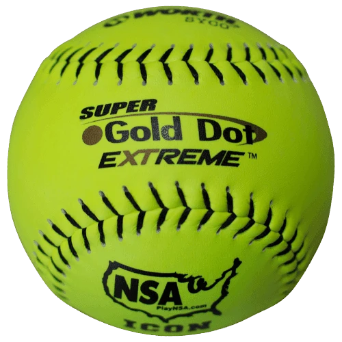 Worth 12" Super Gold Dot NSA Slowpitch Softballs (Dozen): NI12CY 3 Worth 12" Super Gold Dot NSA Slowpitch Softballs (Dozen): NI12CY
