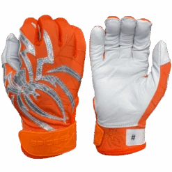 2022 Spiderz PRIZM Batting Gloves: Orange/Silver