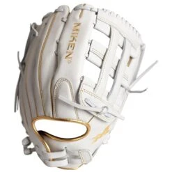 Miken Gold Pro Series 13" White Slowpitch Softball Fielding Glove: PRO130-WG 18 Miken Gold Pro Series 13" White Slowpitch Softball Fielding Glove: PRO130-WG -Home Run Store PRO130 WG 3