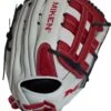 Miken Pro Series 13.5″ Slow Pitch Fielding Glove – White/Scarlet/Navy: PRO135WSN -Home Run Store PRO135WSN Slowpitch Softball Glove