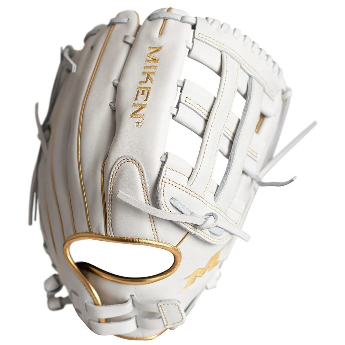 Miken Gold Pro Series 13" White Slowpitch Softball Fielding Glove: PRO130-WG 7 Miken Gold Pro Series 13" White Slowpitch Softball Fielding Glove: PRO130-WG - Image 5