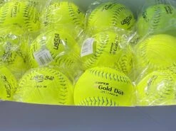 Worth 12" Super Gold Dot PRO M USSSA Slowpitch Softballs (Dozen): UM12CY -Home Run Store PhotoMar11 121104PM