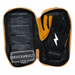 Bruce Bolt PREMIUM PRO Short Cuff Batting Gloves: Black -Home Run Store SC BLKG BAG2
