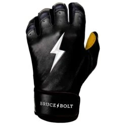 Bruce Bolt PREMIUM PRO Short Cuff Batting Gloves: Black -Home Run Store SC BLKG LEFT