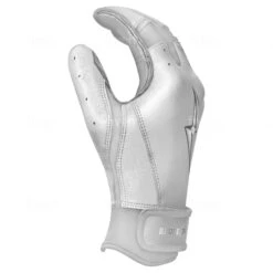 Bruce Bolt PREMIUM PRO Chrome Series Short Cuff Batting Gloves: White -Home Run Store SC CHRW SIDE